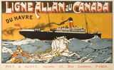 1910 Vintage Canadian Travel Poster, Ligne Allan au Canada